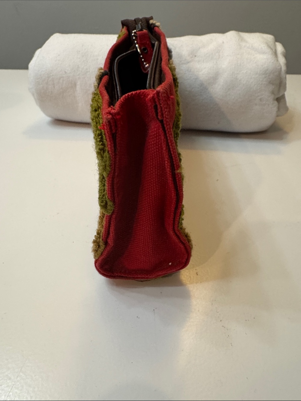 Embroidered Red Floral Cosmetic Pouch - Picture 4 of 7